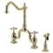 Kingston Brass Bridge Kitchen Faucet with Brass Sprayer, Polished Brass KS7752AXBS - alternate 1
